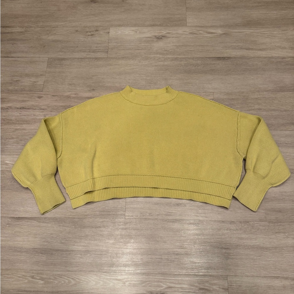 Free People Yellow Oversized Cropped Sweater